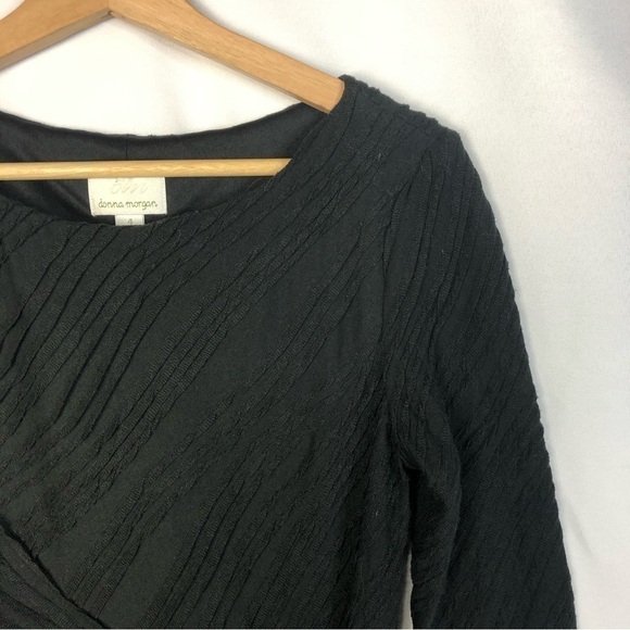 Donna Morgan Black Textured Half Sleeve Sheath Dress 4 - Picture 3 of 4